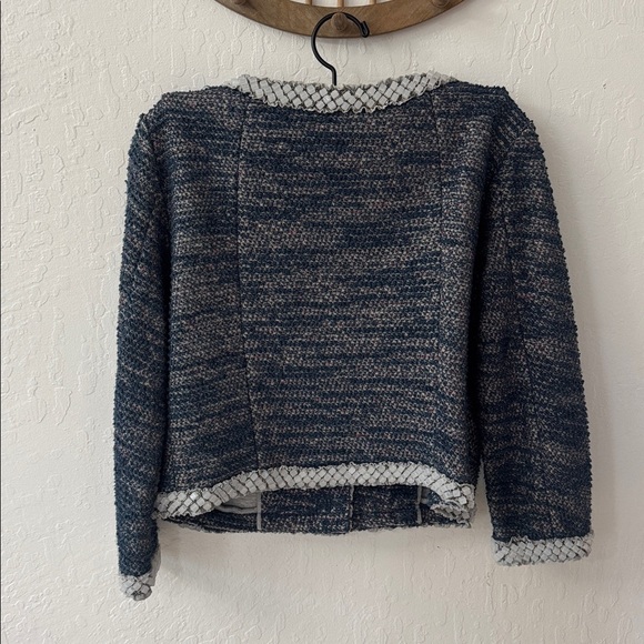 Anthropologie Isani Women’s Embellished Tweed Jacket Blazer Navy Medium - Picture 6 of 6